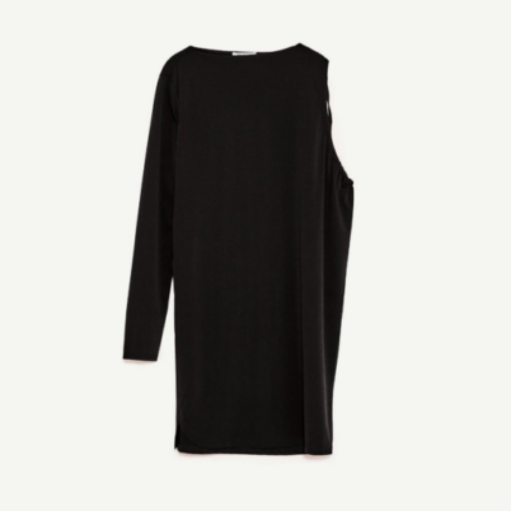 NWT Zara Trafaluc Black One Sleeve Slinky Avant Garde Dress Size S - Picture 7 of 7